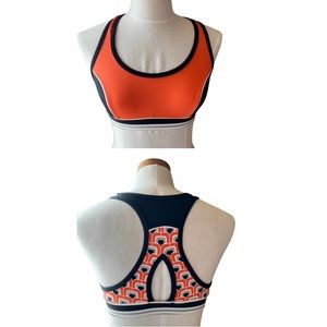 Trina Turk Athletic Sports Bra, Orange & Black - Size Medium